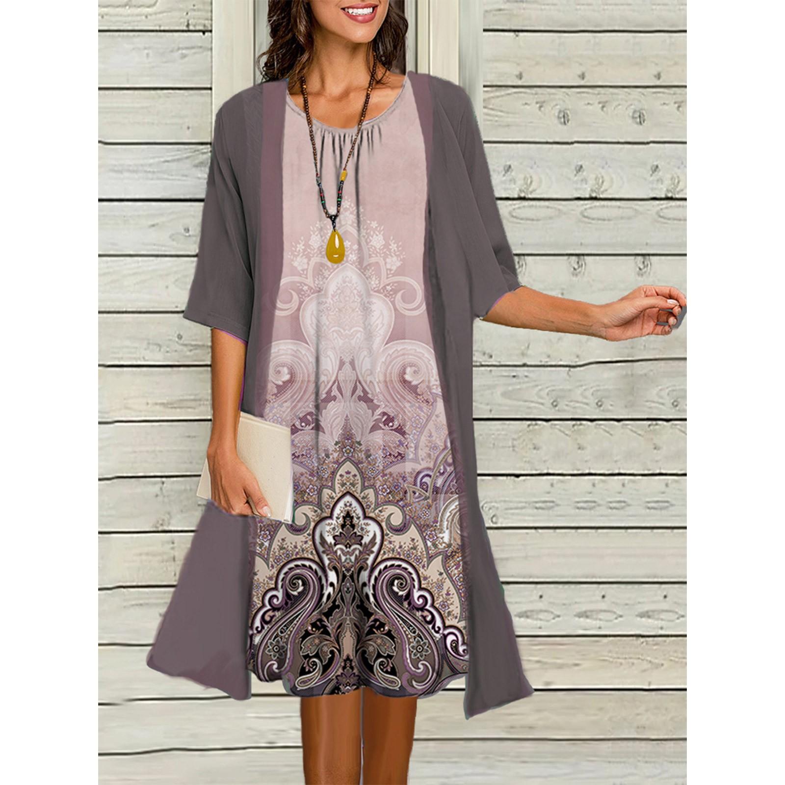 

Женское платье из двух частей, жилет с принтом, платье средней длины, кардиган, куртка, костюм L