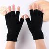 1 Pair Black Half Finger Gloves Women Men Woolen Yarn Knitting Gloves Solid Color Elastic Warm Riding Sport Workout Mittens
