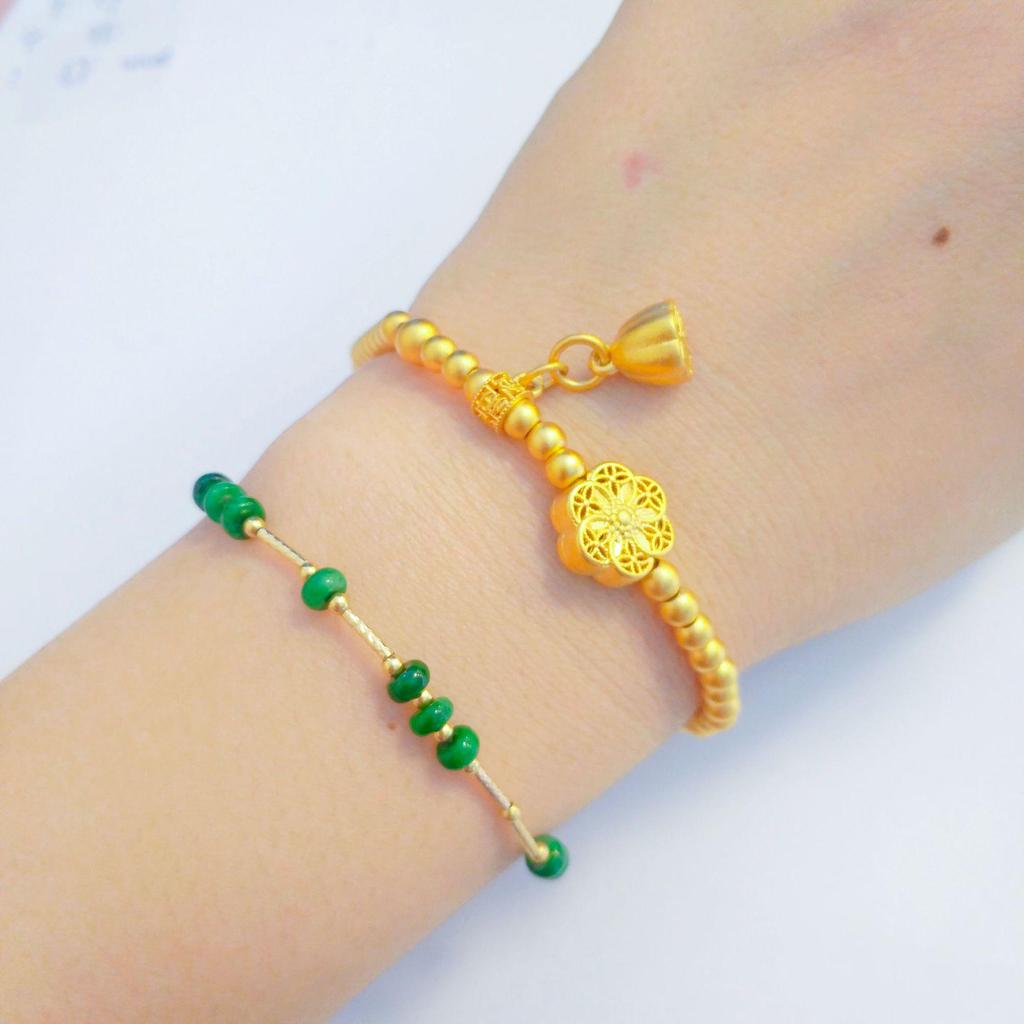 Six-Phase Lotus Seed Gold-Plated Bracelet 4mm Beads – Fortune Child Jewelry Collection