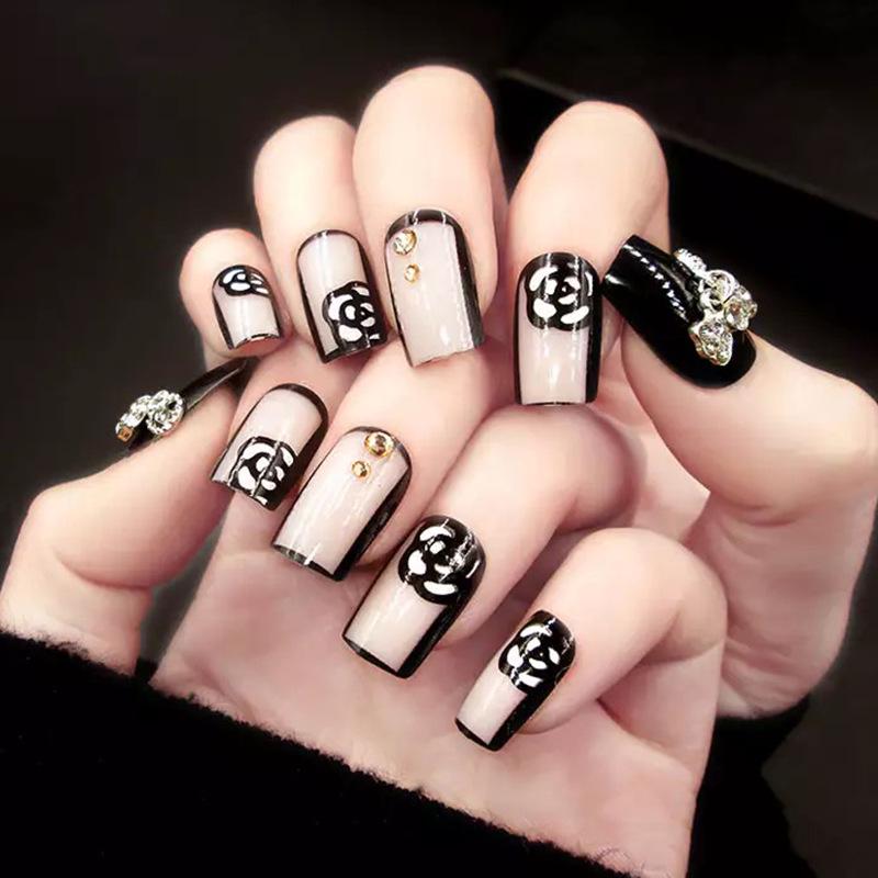 

Cross-Border Camellia Punk Removable False Nail Stickers