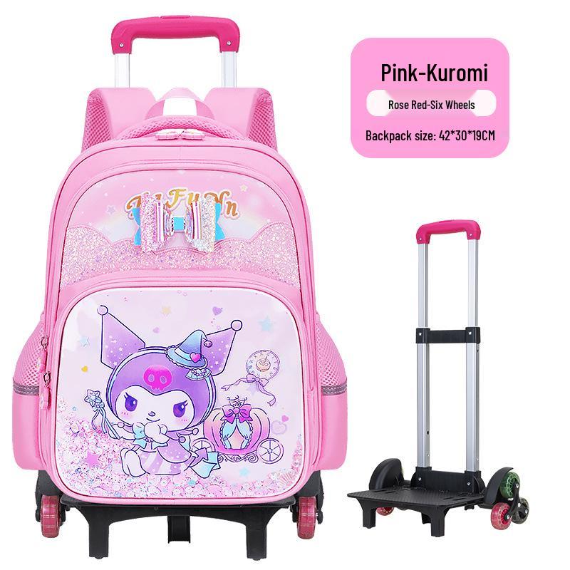 Lightweight Trolley Schoolbag for Primary School Girls - Large Capacity Backpack for Grades 1-6