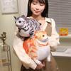 Funny Lifelike Chubby Cat Plush Toys Cotton Stuffed Full Pet Cat Doll Cute Pet Kitten Hanging Toys Bags Decor Home Throw Pillow