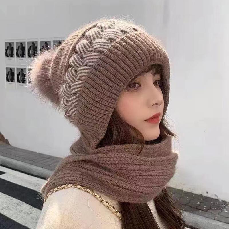 The New Hat Scarf Is Integrated And Thickened The Warm And Warm Winter Ears