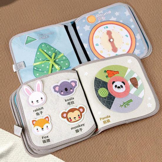 Baby Cloth Sticky Fasten Baby Soft Bite-resistant Tear-resistant Book Tape with Pocket Color Cognition Hand-eye Coordination Early