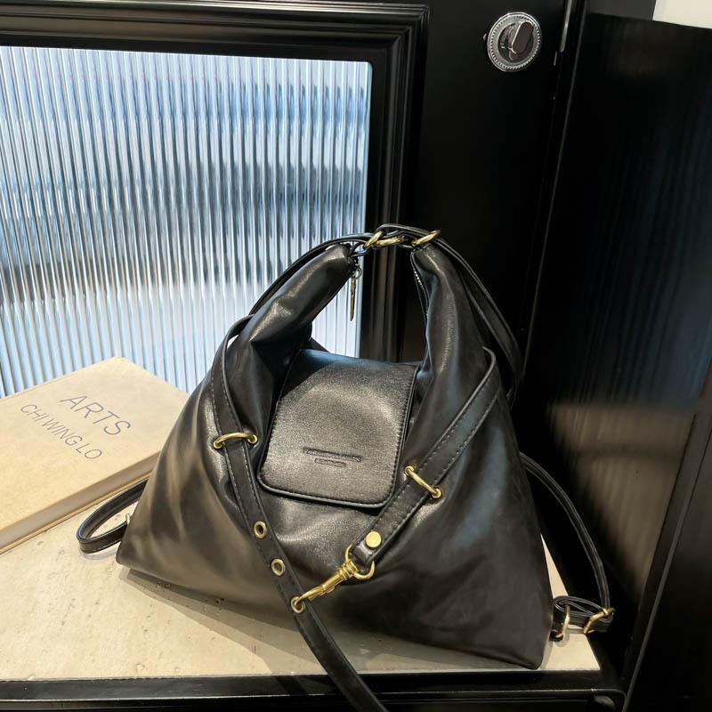 Retro large-capacity bag Women's commuter shoulder tote bag College student class schoolbag Multifunctional backpack