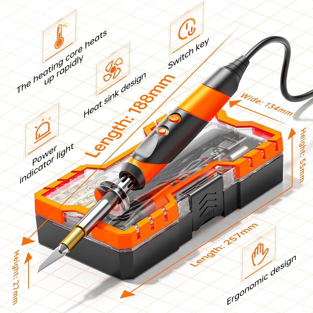 Wood Burning Kit Professional Pyrography Wood Burning Tool, Wood Burner Kit with Accessories for Embossing Carving DIY Adults Crafts Beginners