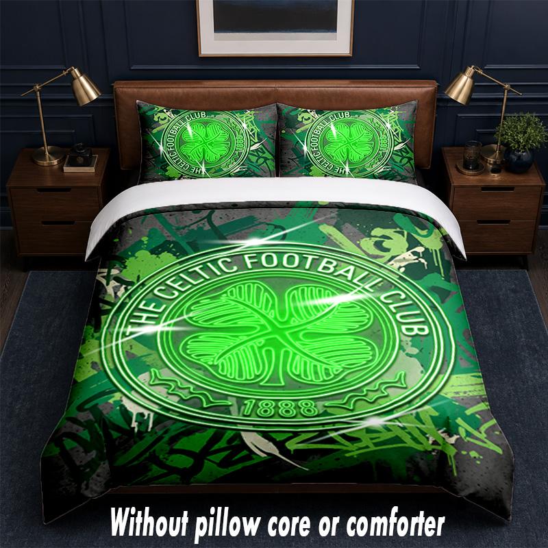 Celtic FC Design Bed Bedding Set 1 Duvet Cover + 2 Pillowcases Soft Breathable Household Bed Linens