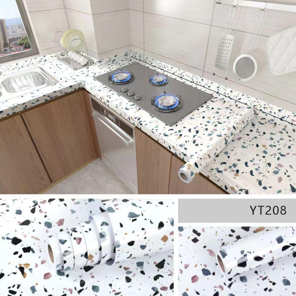 Waterproof and moisture-proof wallpaper countertop self-adhesive oil proof film stove cabinet ceramic tile marble sticker