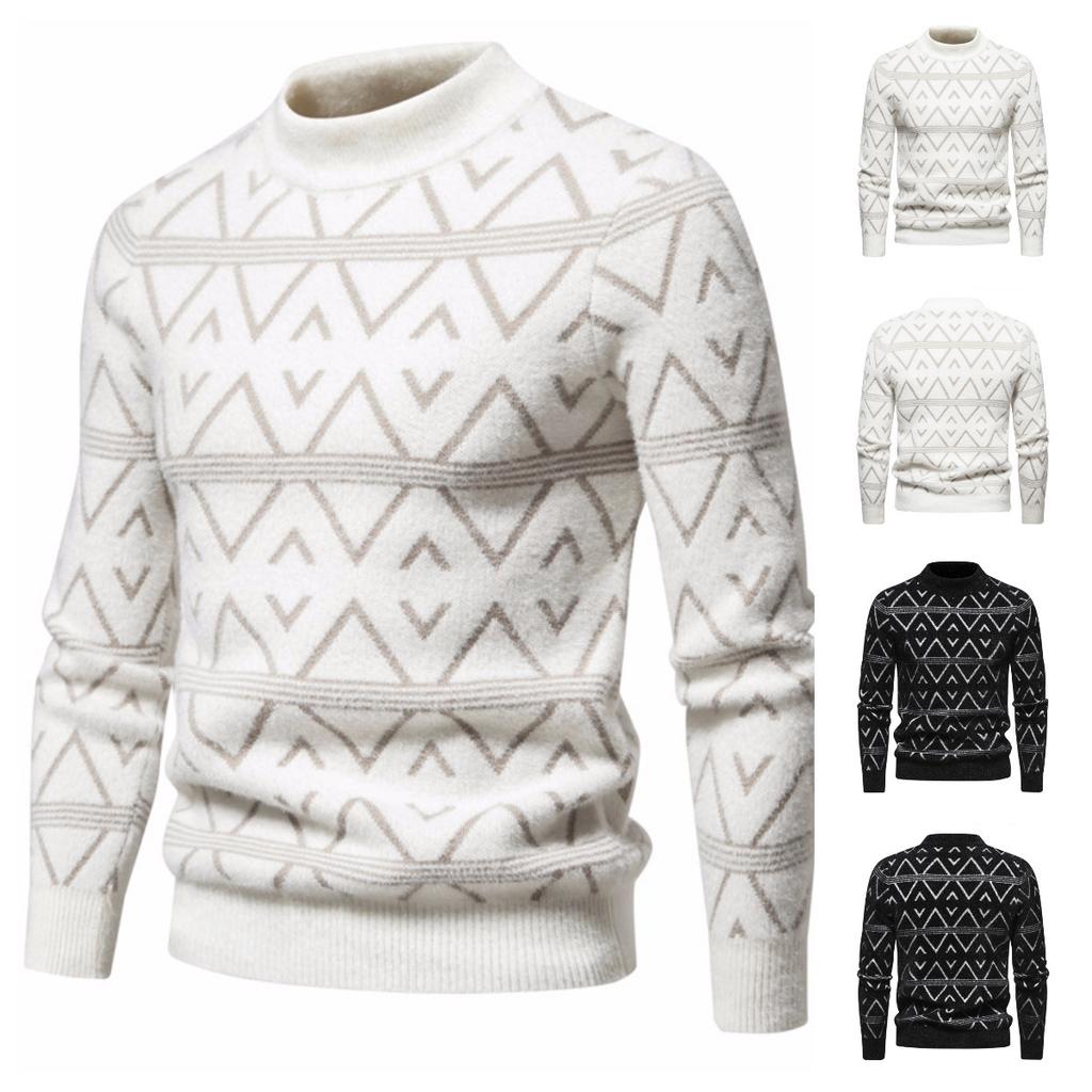 Hot Sale, Autumn and Winter New Printed Crew Neck Sweater, Men's Bottom Knitted Sweater Sweater