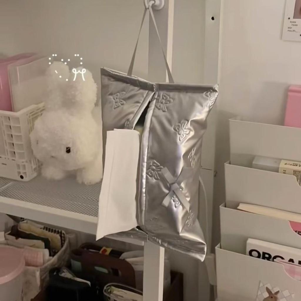 Korean-Style Bow Knot Tissue Holder - Chic Wall & Bathroom Decor