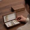 Exquisite Black Walnut Velvet Jewelry Box: Solid Wood Storage for Rings and Earrings