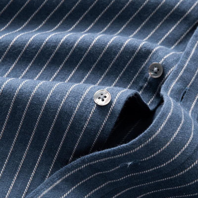 Men's Plus Size Striped Brushed Long Sleeve Casual Shirt