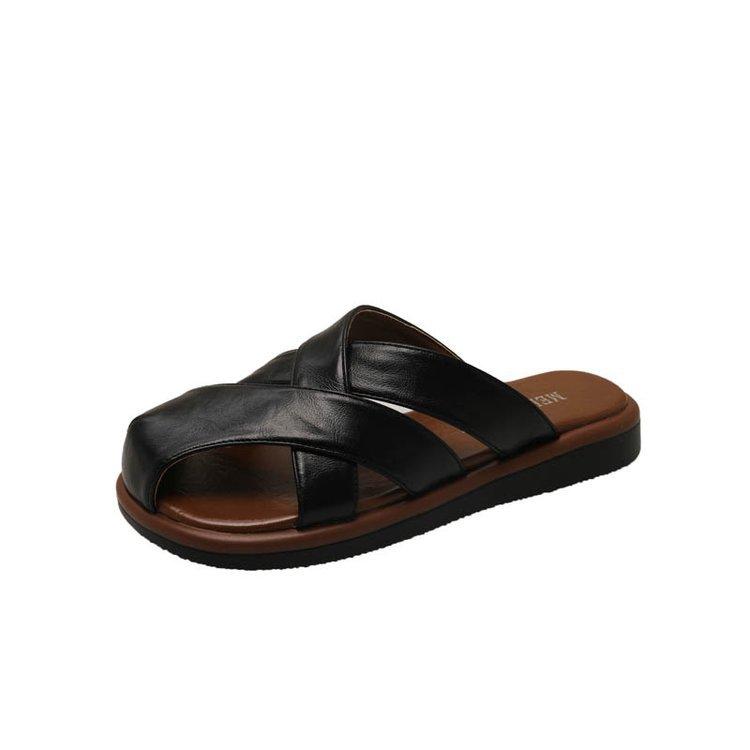 

Baotou half slippers women s summer wear 2025 new fashion hollow breathable go out beach Roman cool slippers 35