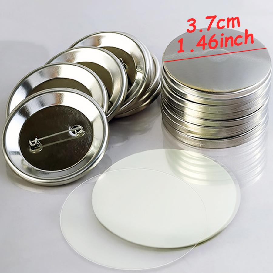 25/50 Piezas Kits de Insignias de Botón en Blanco de Hojalata de 37 mm – Medalla Metálica Brillante con Pin, Suministros de Manualidades Hechas a Mano para Crear de Forma Independiente
