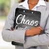 Quote Chaos Coordinator - Plastic A4 Clipboard and Flannel Pen Bag Combination, Low Profile Metal Clip, Decorative, Office, Learning, Cute Clipboard