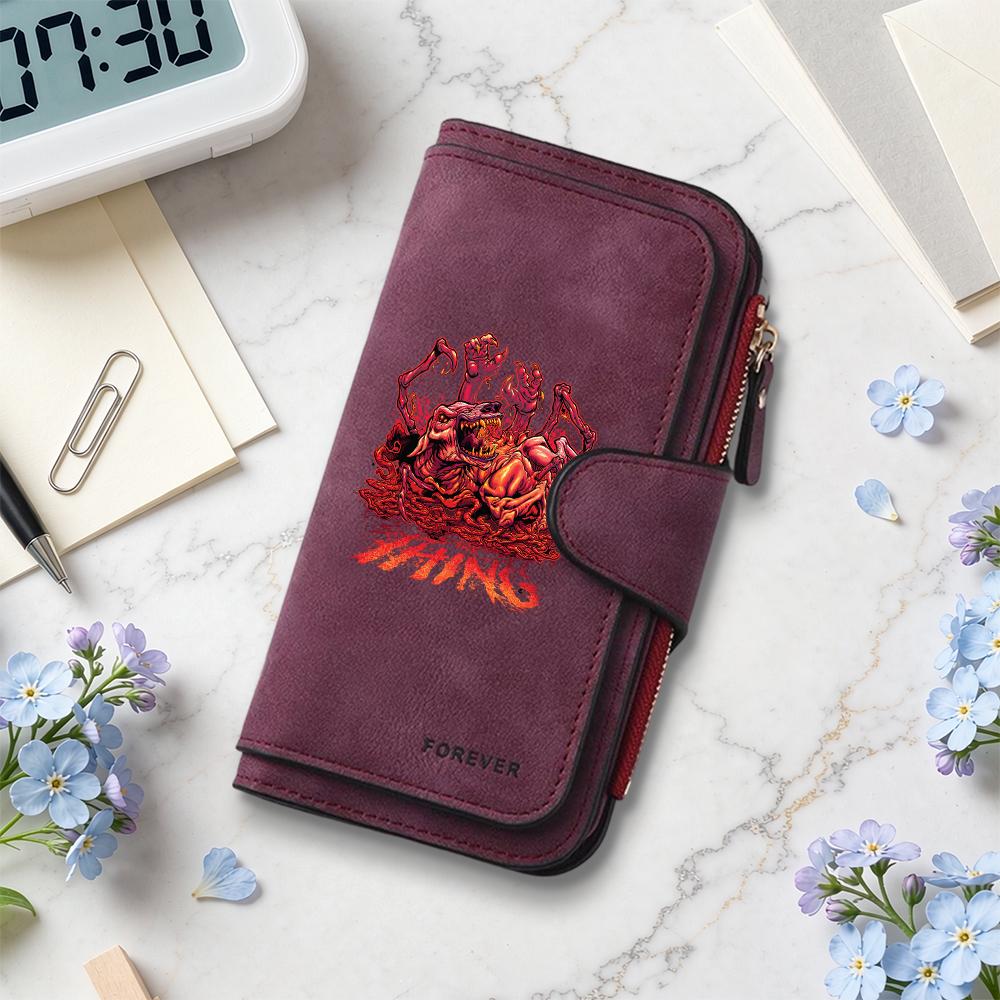 Cool Monster Print Long Wallet Fashion Multi Slot Card Holder Casual Portable Purse
