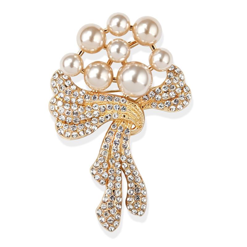 Luxury Fashion Pearl Bouquet Brooches For Women Clothing Coat Jewelry Accessories Gift