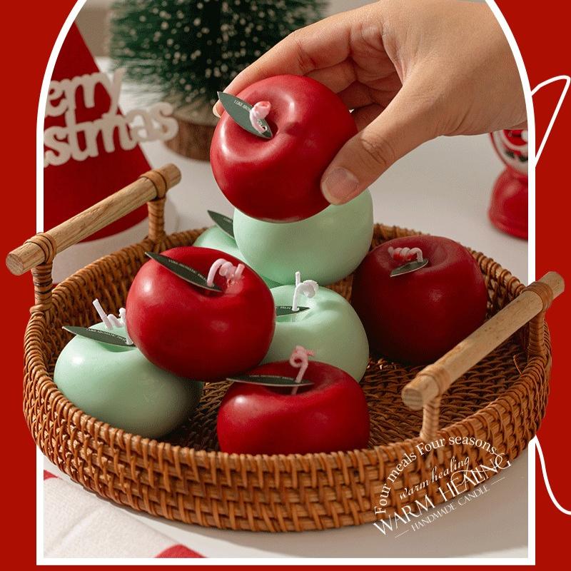 1PC Apple Shape Scented Candles Christmas Simulation Christmas Atmosphere Decoration Ornament Gift