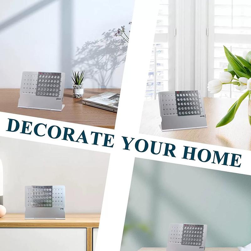 WTEMPO Metal English Desk Calendar DIY Home/Classroom /Store Perpetual Calendar Decorative Craft Gift Unlimited Years To Use
