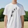 Unisex T-Shirt mit Rundhalsausschnitt Weiß Aufdruck von Menschen- und Hundepfotenabdrücken Für Outdoor-Aktivitäten