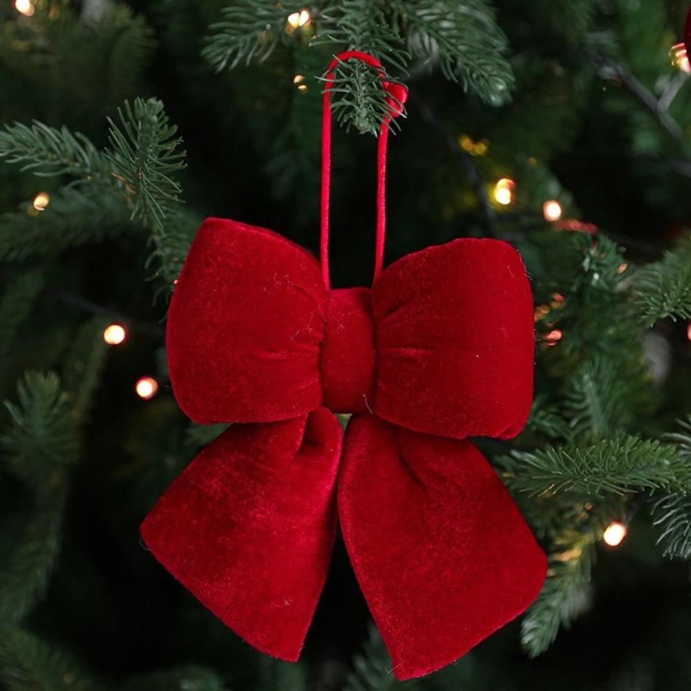 Neuer Flanell Schleifenanhänger DIY Frohe Weihnachten Hängender Weihnachtsbaumschmuck Hochzeitsdeko Große Weihnachtsbaumdekorationen