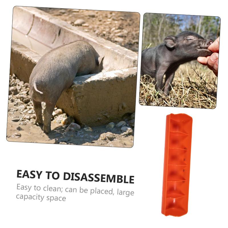 6 Grids Piglet Feeder Automatic Feeding Orange Red Leak-proof Plastic Trough for Farm Pig Raising