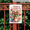 2D Flat, 1pc Tulip Vase Metal Wall Art Sign "Happy Mother's Day" - 8*12 Inch Aluminium Rustic Home Kitchen Decor, Living Room Wall Art, Sweet Gift