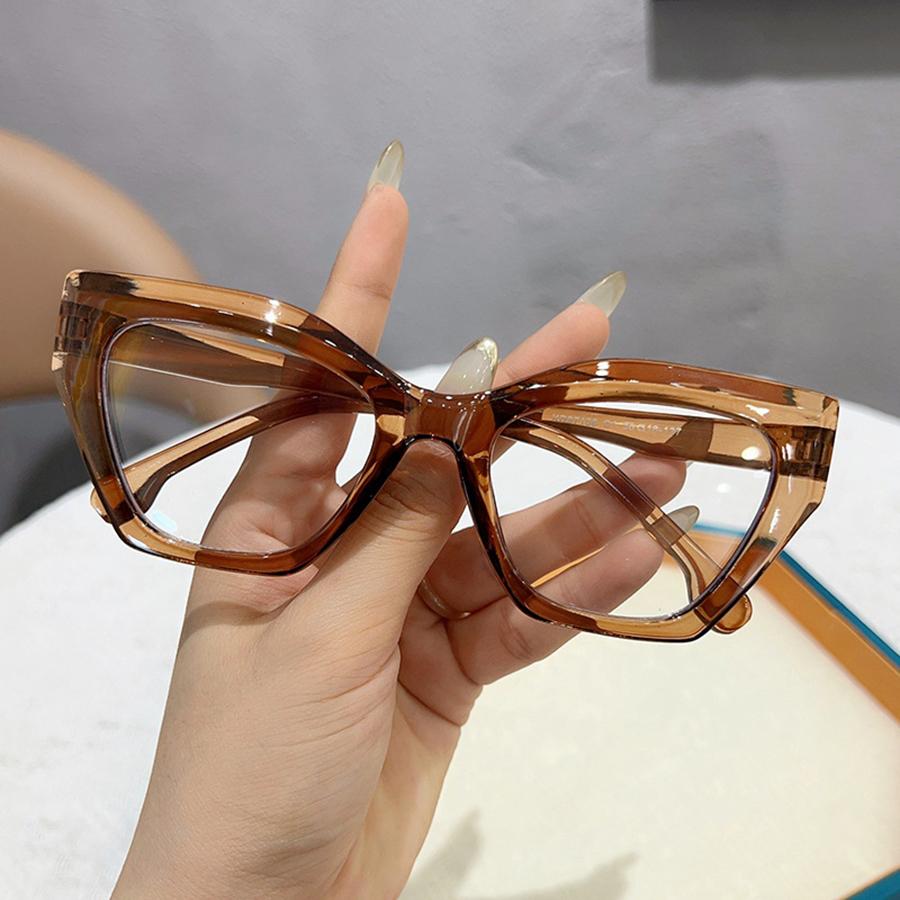 Blaulichtblockierende Brillenfassung für Damen, schlichte Brille, Vintage-Optik, Brille, Unisex, neuer Trend, Computerbrille, Katzenauge mit klarer Linse