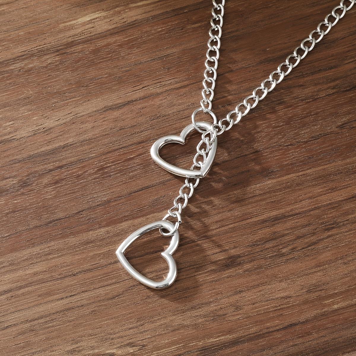Vintage Bohemian Style Chain Necklace with Heart Pendant - Durable Alloy, Everyday Wear, Perfect for Parties & Special Occasions, Festive Accessory|Bo