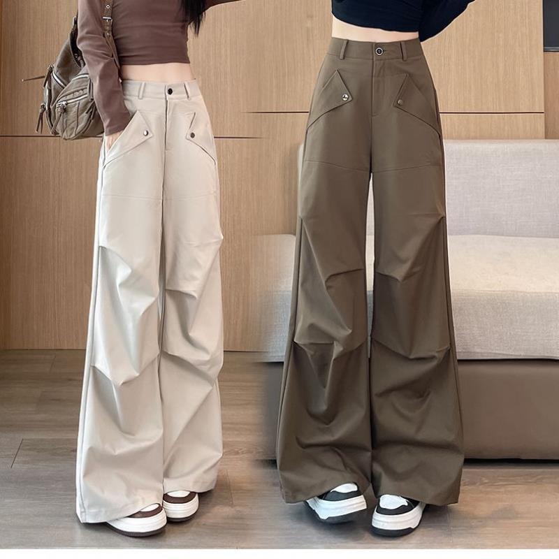 Women Spring Summer Korean New Outdoor Hiking Pants High Waist Loose Sports Wide-leg Trousers