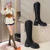 But knee boots women's 2025 autumn new fashionable versatile retro small thick-soled handsome knight boots tide