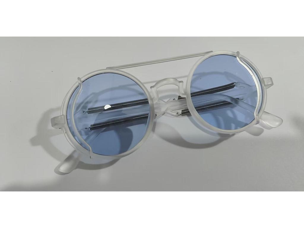 Óculos de Sol Europeus e Americanos de Armação Redonda com Hastes Coloridas de Mola