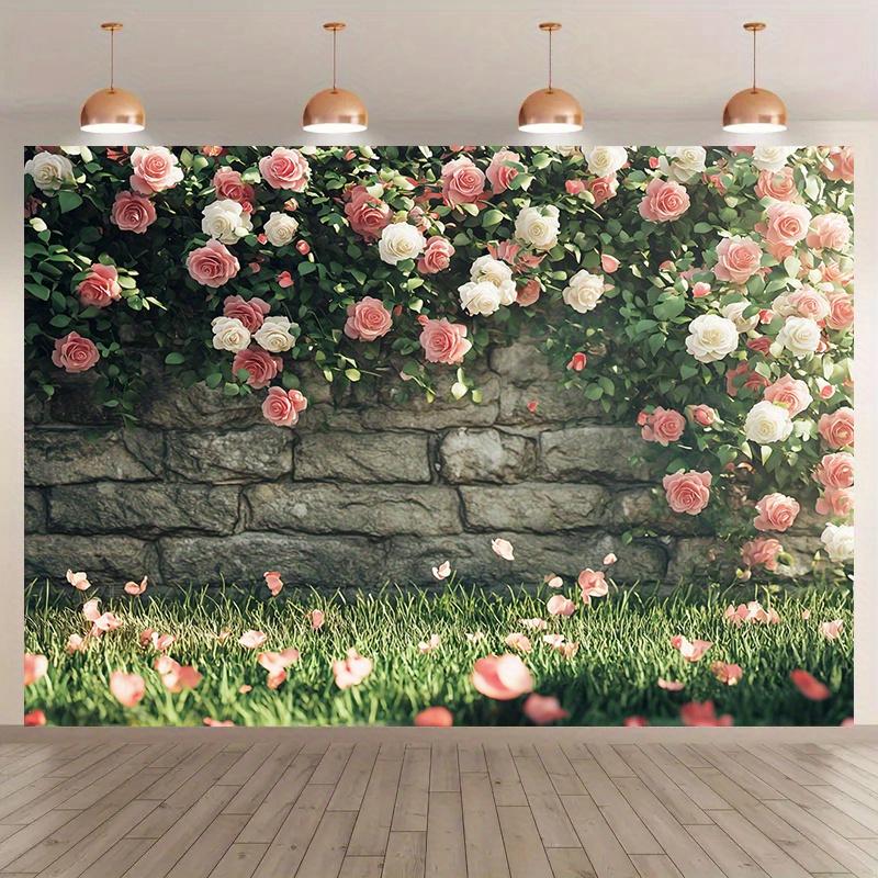 One piece: pink flower wall party decoration background garden natural scenery photography background wedding background