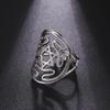 Dawapara Wheel of Hecate Symbol Adjustable Ring Star of David Religious Amulet Pagan Goddess Wiccan Gift Stainless Steel Jewelry