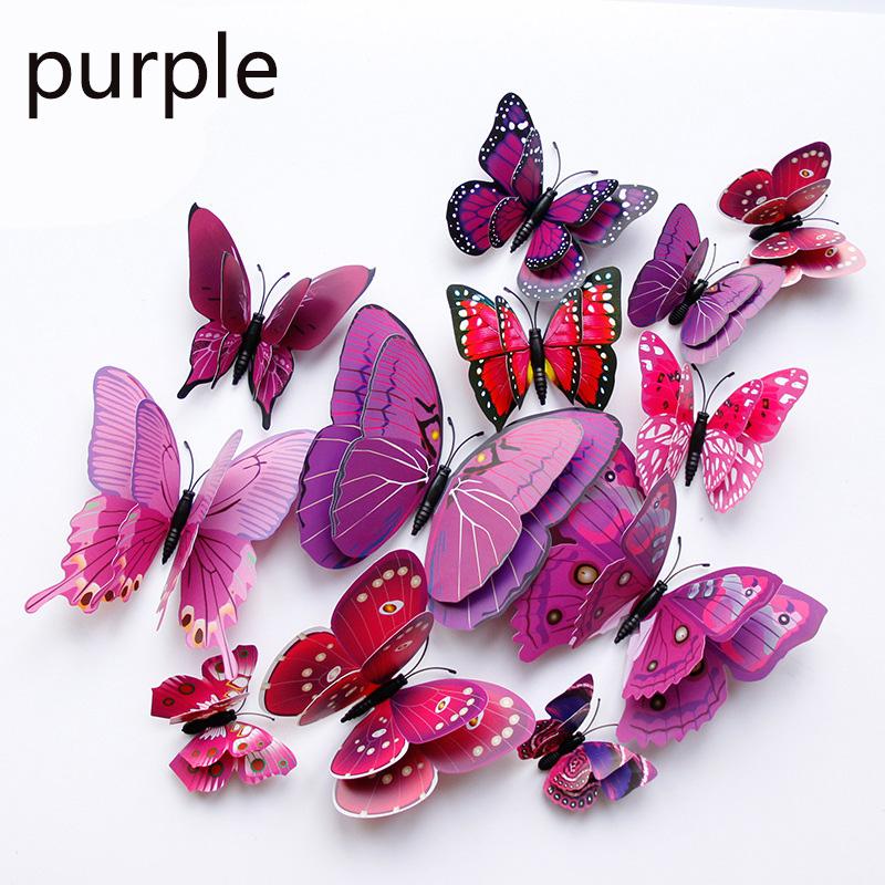 12pcs 3D Double Layer Butterfly Wall Stickers Decor Butterflies for Wedding Decoration Magnet Fridge Decals Decoration Sticker