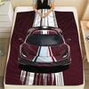 Burgundy Supercar With Italian Stripe Print Flannel Blanket Sports Car Art Throw Blanket Car Lover Bedroom Warm Sofa Cover Mat