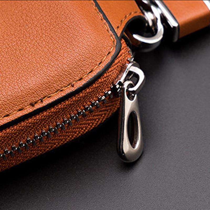 Porte-clés Voiture En Cuir Synthétique Avec Double Fermeture éclair Et Fenêtre Transparente - Noir/Rose