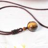 Tiger's Eye & Obsidian Rainbow Pendant Necklace - Modern Simple Design, 16mm Bead