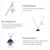Bamoer Stars Design Engagement Jewelry 925 Sterling Silver Blue Planet Pendant Necklace for Women