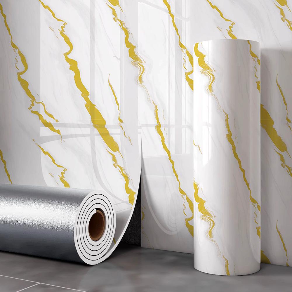 Gold-Plated Marble-Style Waterproof Wall Stickers for TV Backgrounds