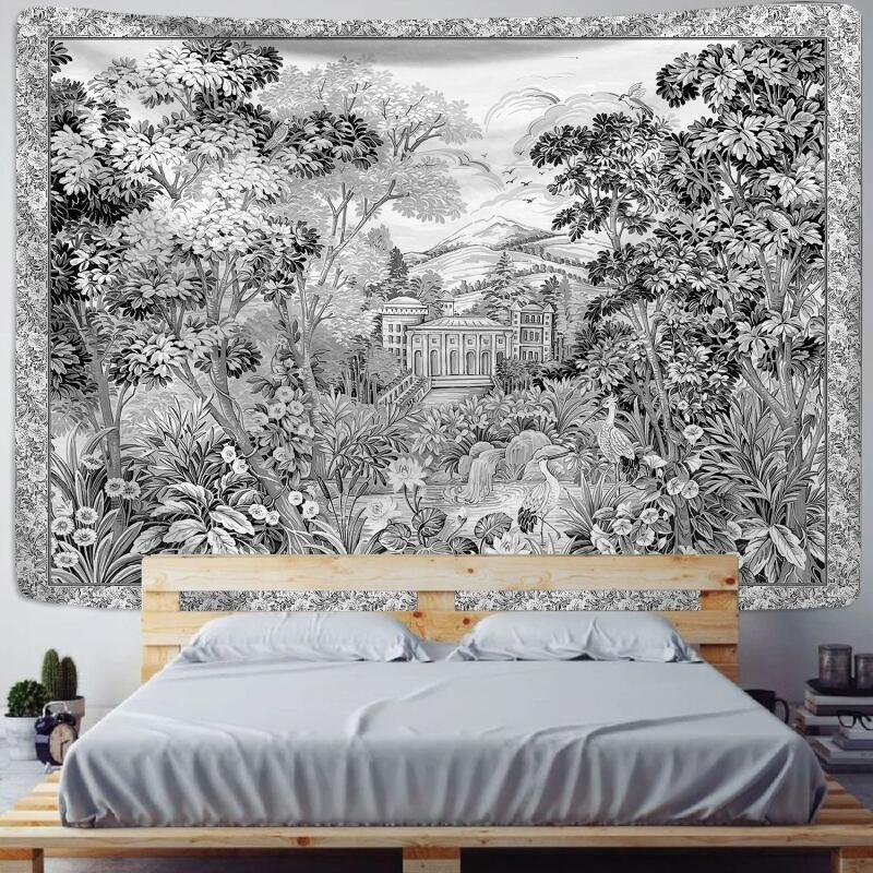 Wandteppich, Pflanzenserie, bedruckt, für Zuhause, zum Aufhängen, Stoff, Wandbehang, Strandtuch, Strandsitzdecke