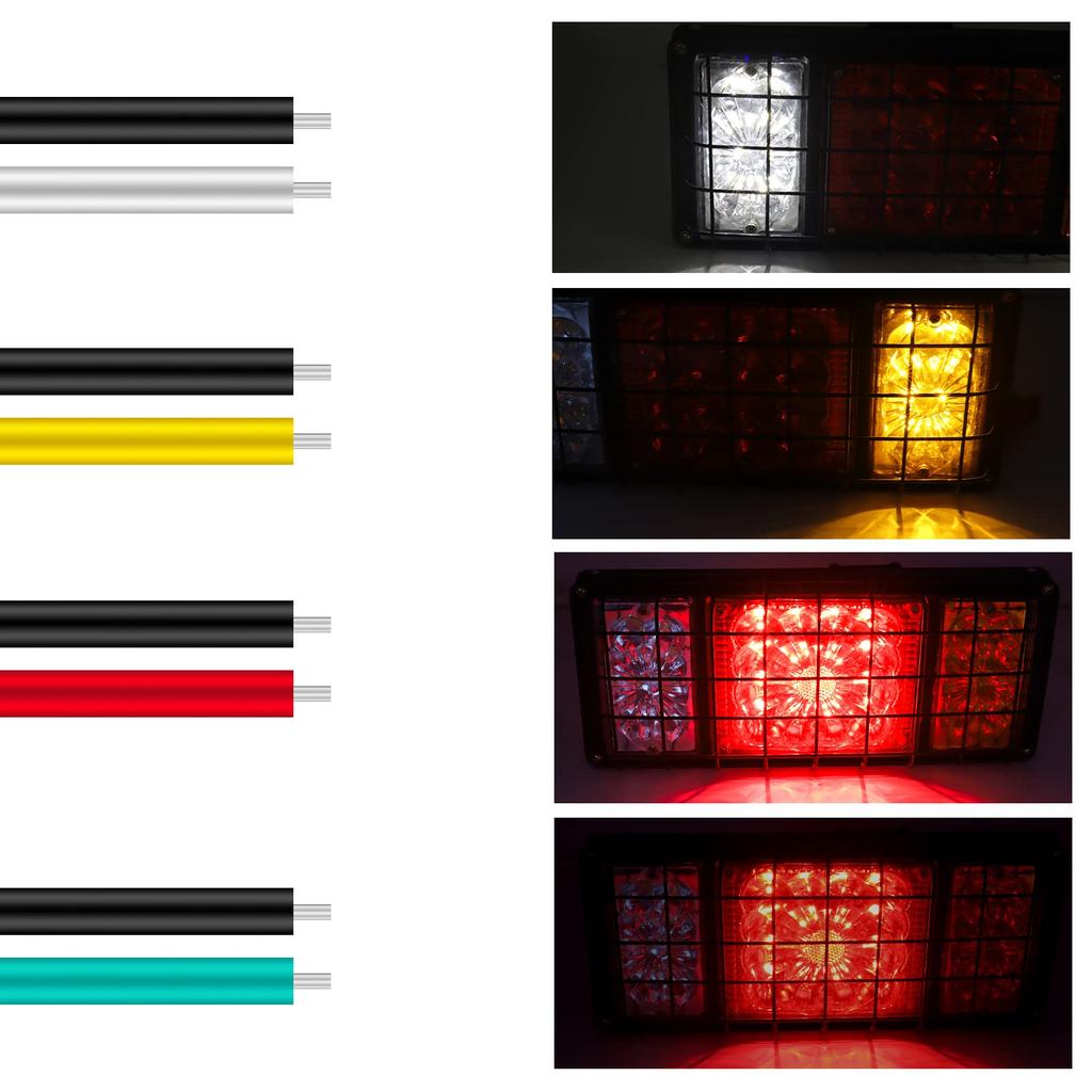 Biqing Trailer Lights Car Truck LED Tail Lights Iron Net with Brake Universal Stop Tail Light Reversing Indicator 12V for Trailer Tractor Truck Lorry