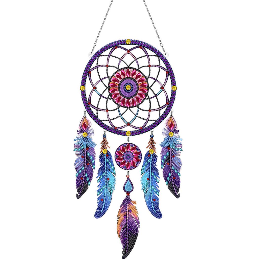 Dream Catcher 2D Flat DIY Rhinestone Diamond Art Window Pendants Special Shape Diamond Art Pendant Wall Decor for Home & Windows