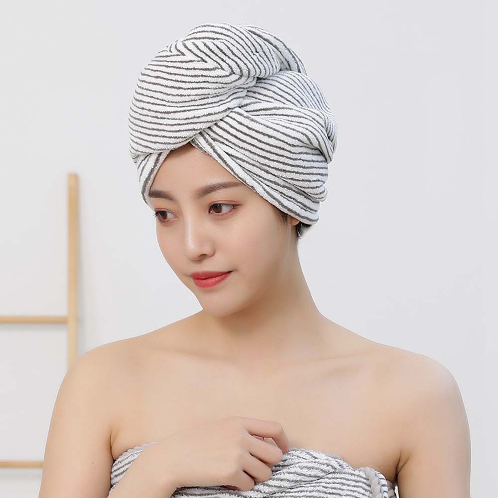 Girl Drying Turban Wrap Hair Bamboo Fiber Microfiber Shower Caps Hair Hat Towel Cap Bathing Cap