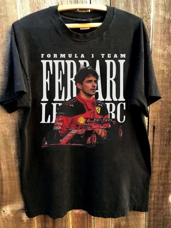 Charles Leclerc Formel 1 Team Schwarzes T-Shirt Herren Damen T-Shirt S-5XL Unisex T-Shirt