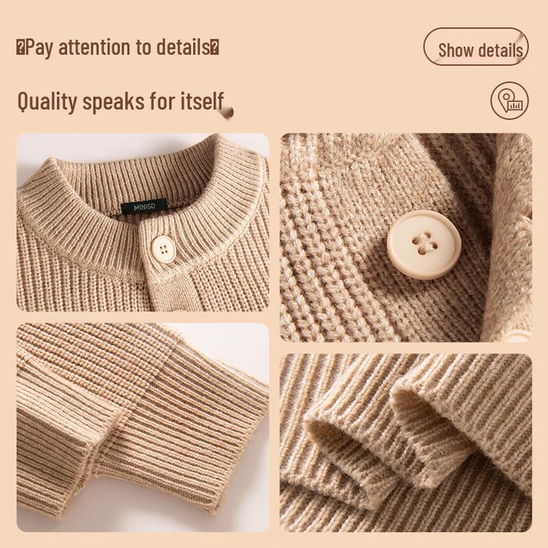 MINISO Men's Henley Collar Pullover Knit Sweater