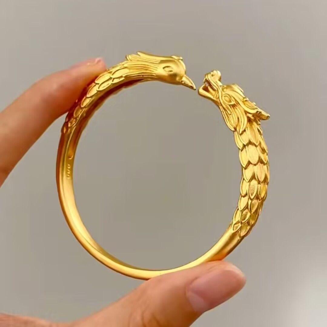 Dragon and Phoenix Open Bracelet Women s Niche High-end Chinese Style One Size(16-22CM)