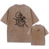 Summer Casual Printed Washed T-Shirt Loose Fitting Crew Neck Top Suitable For Everyday Commute And Lounging At Home Unisex Style