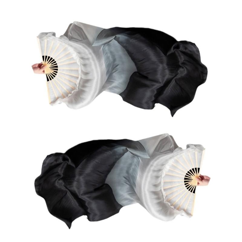 Dyed Silk Fan Dance Long Fan Dance Props for Stage Performances