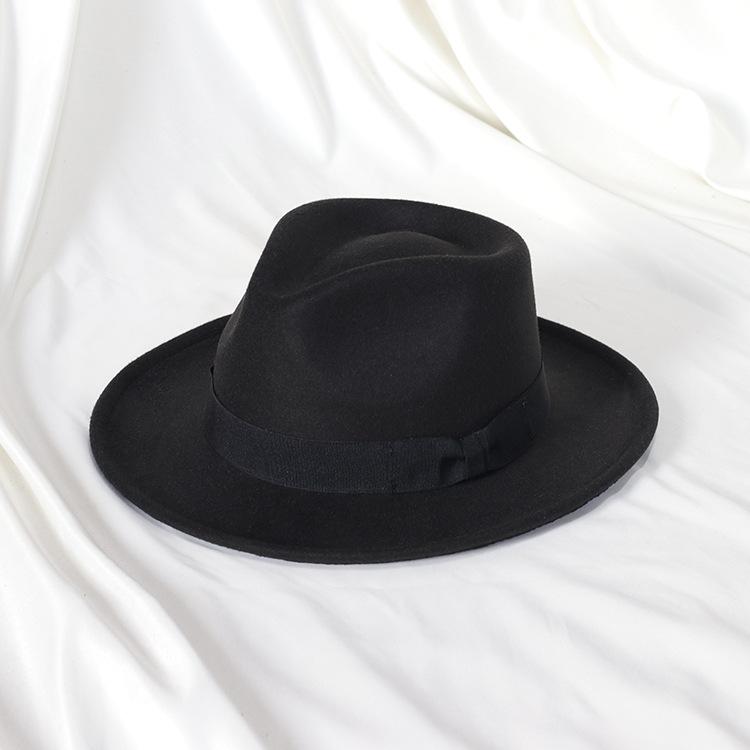 New Fedoras Hats Men'S Vintage Black Felt Wide Brim Jazz Hats Man For Men Women Fedora Gentleman Caps Jackson Hat